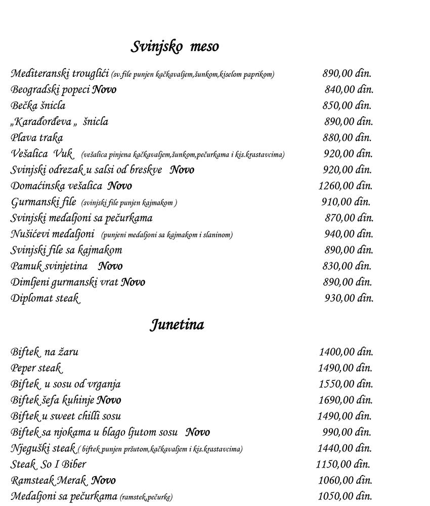 Restoran So & Biber menu